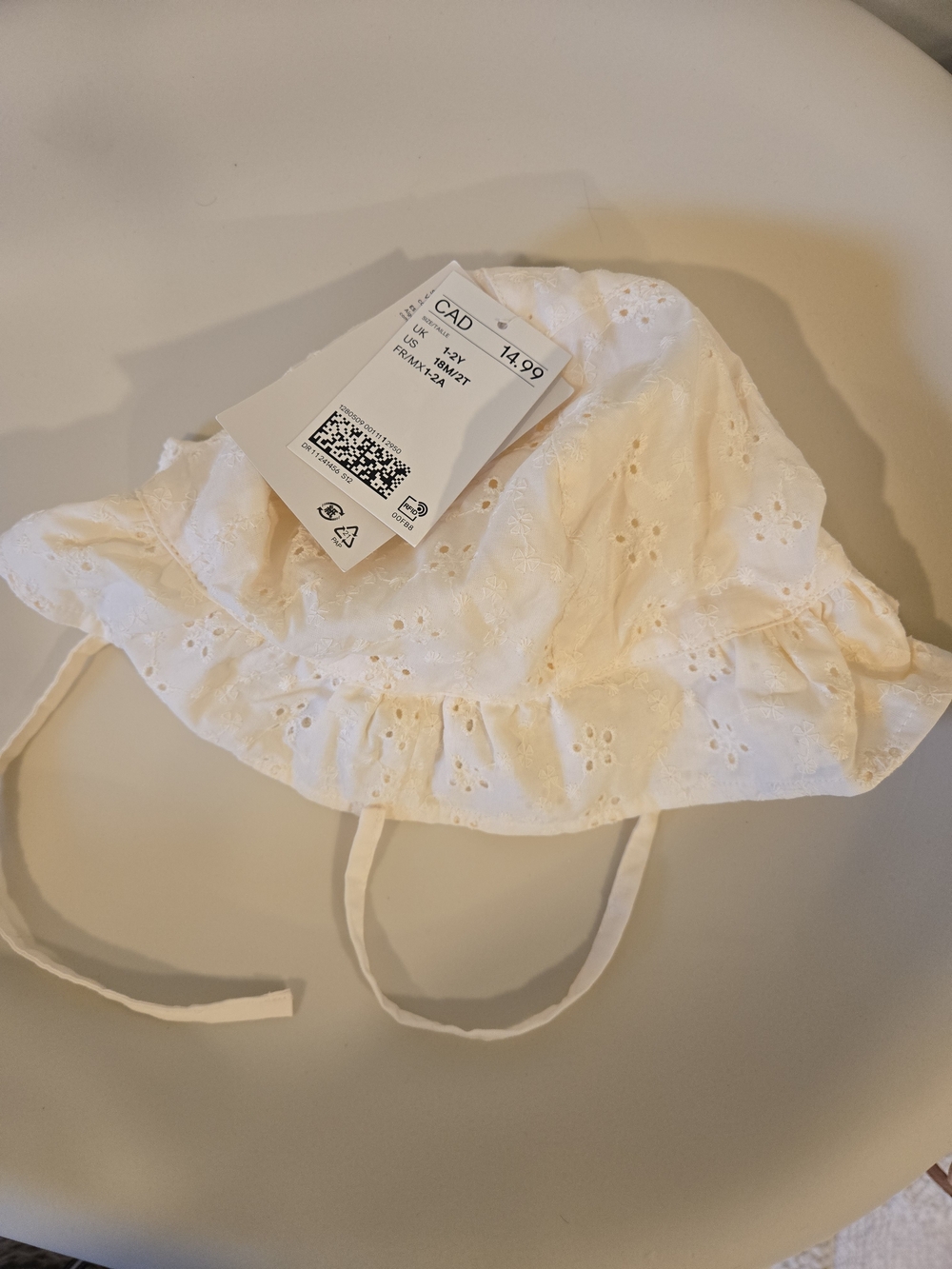 H&M White Eyelet Tie-Back Sun Hat for Kids